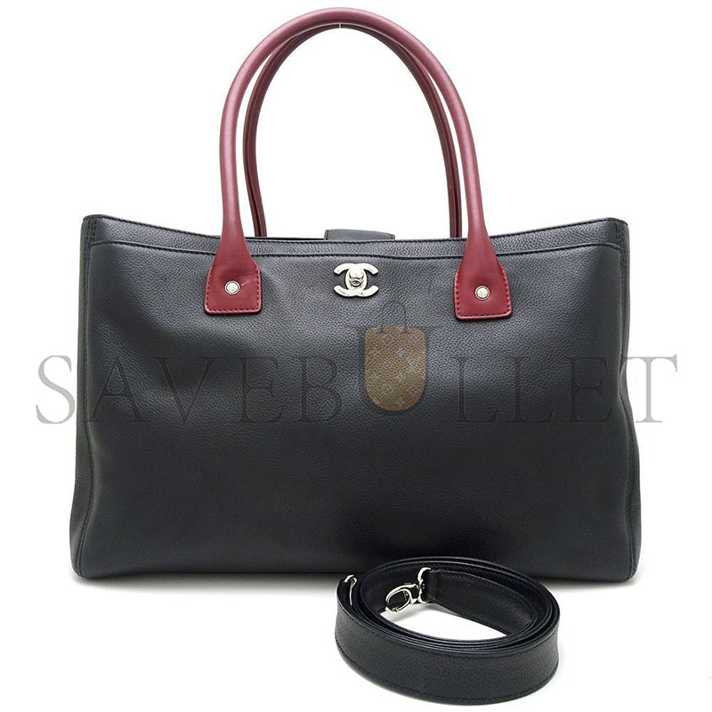 CHANEL EXECUTIVE TOTE 2WAY BAG CALF BLACK BORDEAUX (36*24*14cm) 